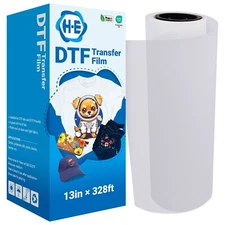 13" x 328ft DTF Transfer Film Roll Double-Side Matte PreTreat PET Film Warm Peel