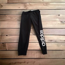 Womens Adidas Spellout DP2398 Jogger Pants Sweatpants Black White Stripes Size L