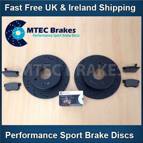 A1 1.2TFSi 1.4TFSi 1.6TDi 10- Rear Brake Discs Pads MTEC Black Drilled Grooved - Picture 1 of 4