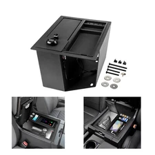 Hidden Car Gun Center Console Safe Box w/ Lock & LED For 2014-2021 Toyota Tundra