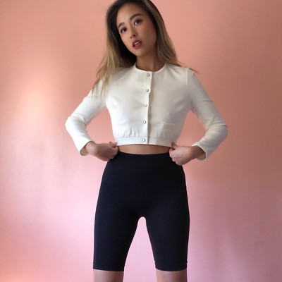 Carven Ivory Snap Button Cropped Cardigan