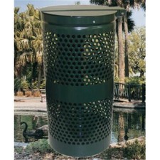 Dogipot 1206-L Steel Trash Can with Lid- Forest Green