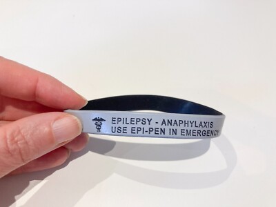 SALE SECONDS Epilepsy Anaphylaxis Use EpiPen Emergency XL Wristband 228mm 317