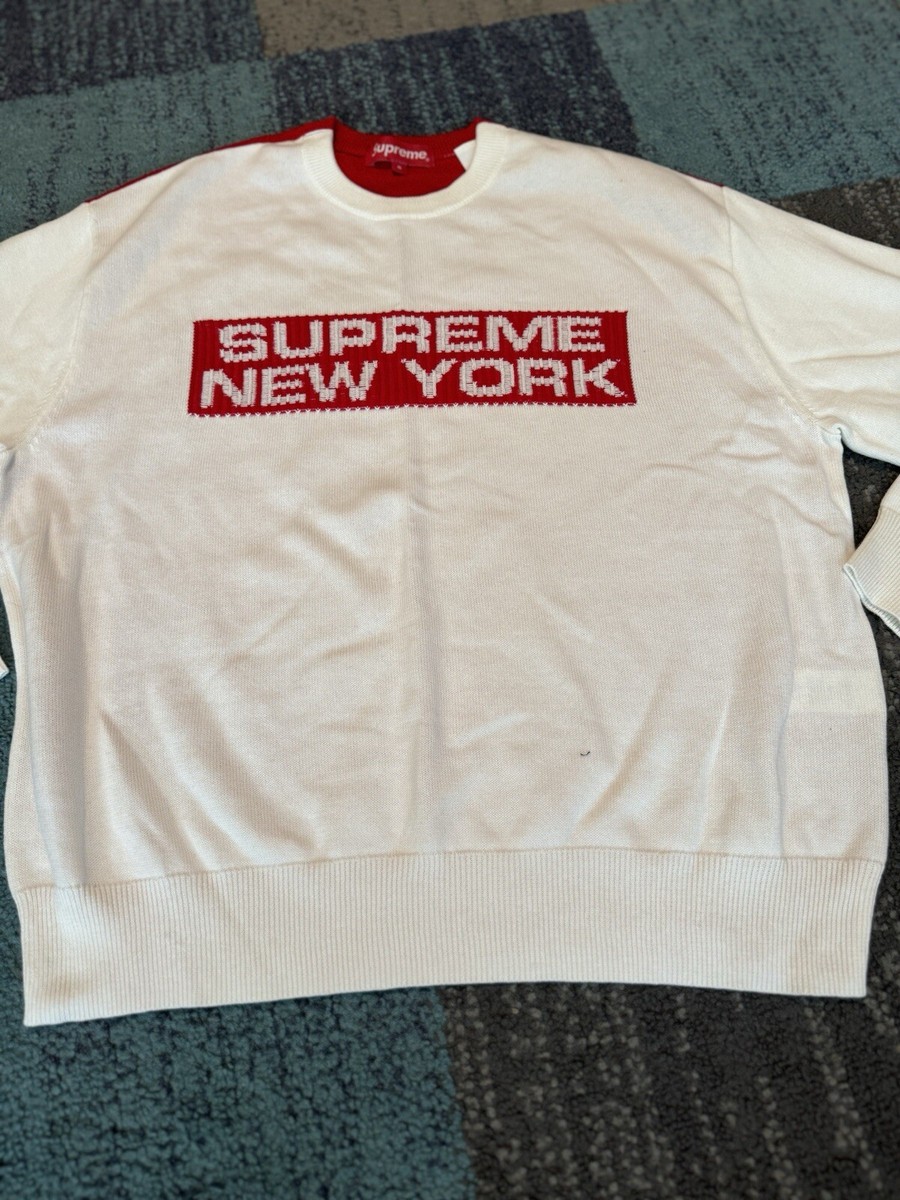 New Supreme 2-Tone Sweater White/Red Size Small | eBay