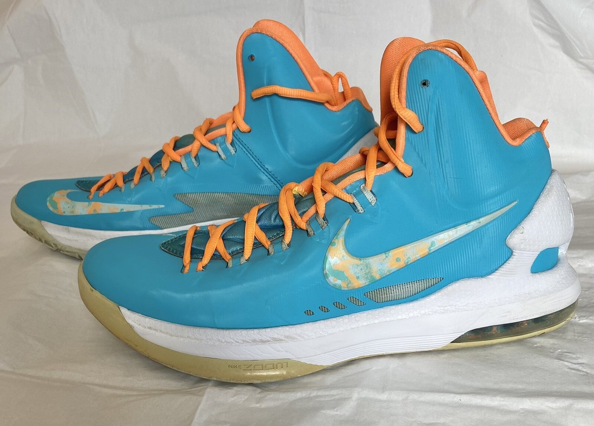 NIKE KD Kevin Durant Turquoise Orange Mens Size Basketball Hightop Shoes
