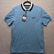 Barbour International Polo Shirt Mens Medium Light Blue Cotton Logo Top BNWT