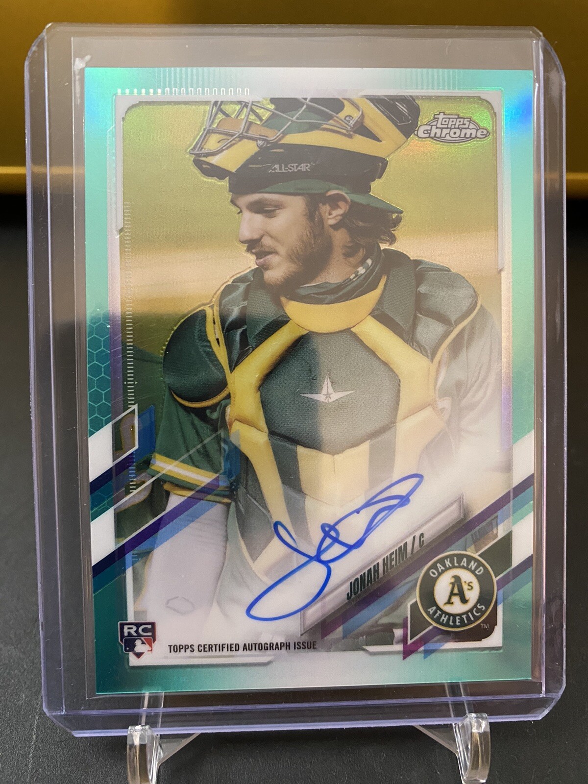 2021 Topps Chrome Jonah Heim Rookie Auto Aqua Refractor #136/199