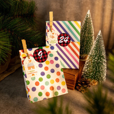Adventskalender zum Befüllen 24 Geschenktüten  + Zahlenaufkleber WTBu