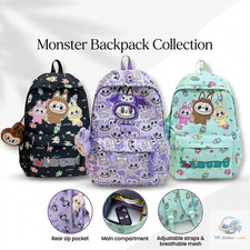 Cute Cartoon Backpack School Kids Unisex Nylon 42cm Large with Random Pendant