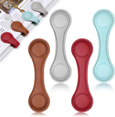 4 PCS Magnetic Bookmarks, Leather Magnetic Bookmarks for Women Men, Double-Sided