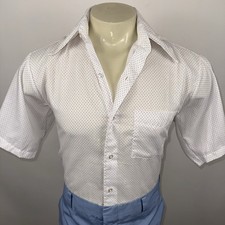 Delton Dress Shirt Mens Disco Butterfly Collar Vtg 60s 70s Nik Polka Dot 15.5