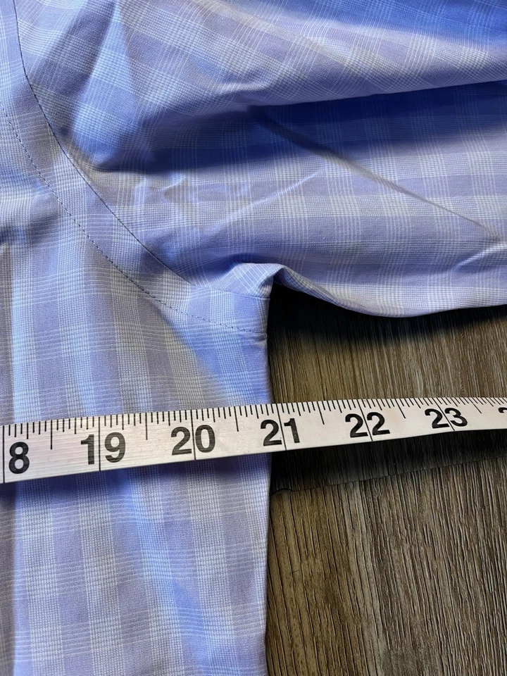 Camisa para hombre David Donahue ajuste recortado 15,5 32/33 cuadros a cuadros abotonados de lujo Foto 2 de 4