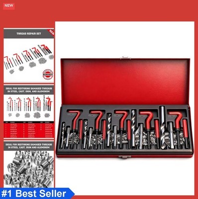 Metric Thread Repair Kit 131 Piece Helicoil Set HSS Taps Inserts Drills