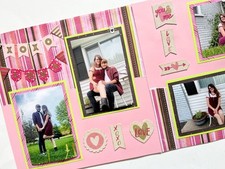 Valentine's Day Scrapbook Pages 12 by 12 Ready for 4 by 6 photos premade layout