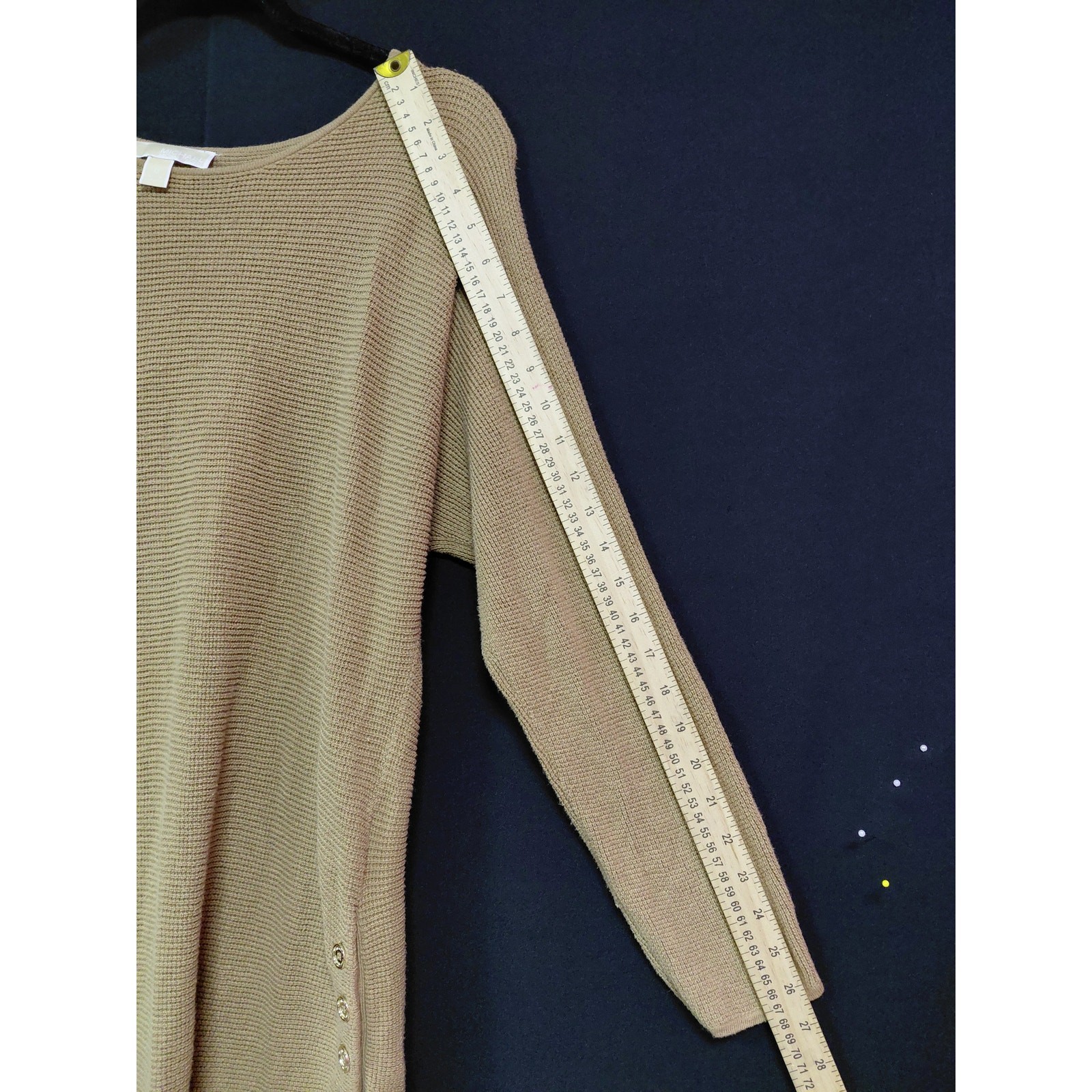 Michael Michael Kors Beige Side Button Knit Sweater Women’s Size M thumbnail 8