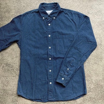 Corridor Blue Dot Pattern Long Sleeve Shirt Size S Made in New York