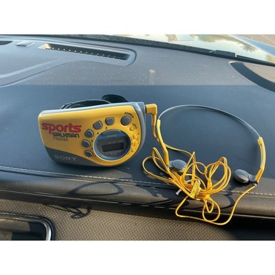 Sony Sports Walkman SRF-M78 FM AM Radio Digital Yellow with Headphones Armband