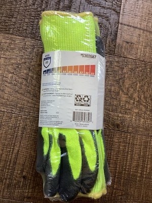 Project Source 3 Pairs Cut-Resistant L High-Visibility Work Gloves Sz Large