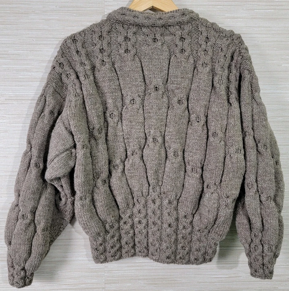 Lands' End женский свитер M коричневый кабель трикотажа 100% шерсти сделано в Англии - Изображение 2 из 4