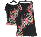 ADRIANNA PAPELL Lined SILK Beaded Floral BLOUSE/STRAIGHT SKIRT Outfit Set Sz 16