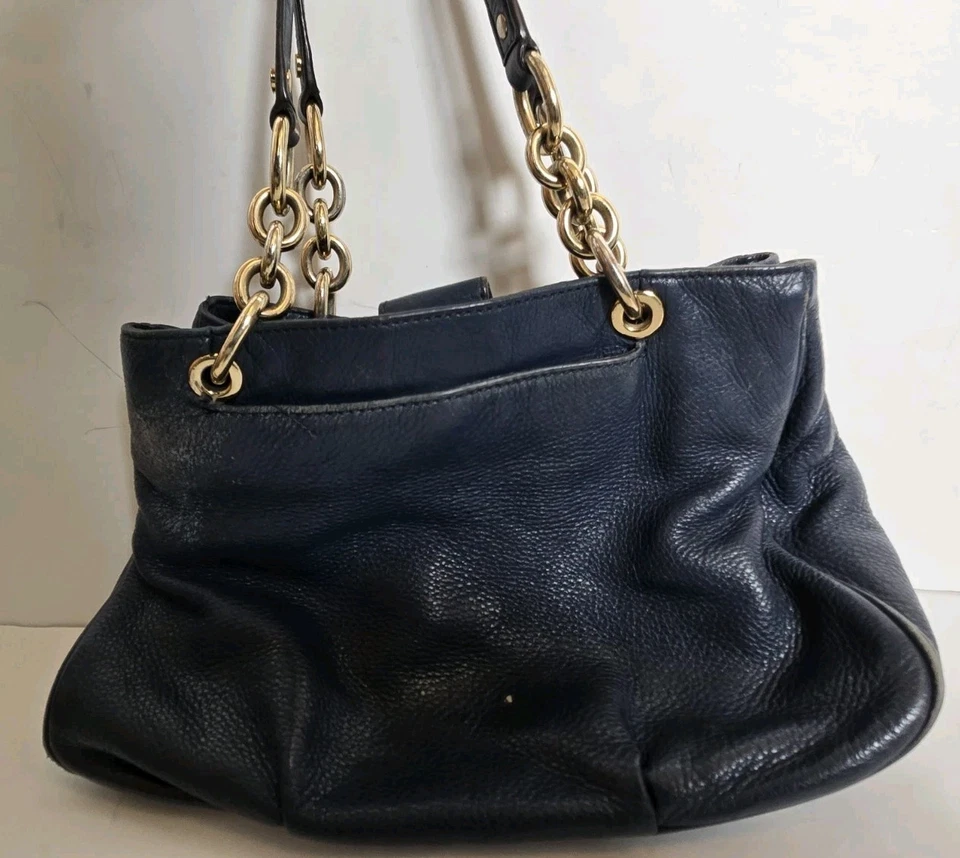 Michael Kors 女式包 托特包 单肩包 富尔顿 蓝色 卵石纹皮革 — 第 4/4 张图片