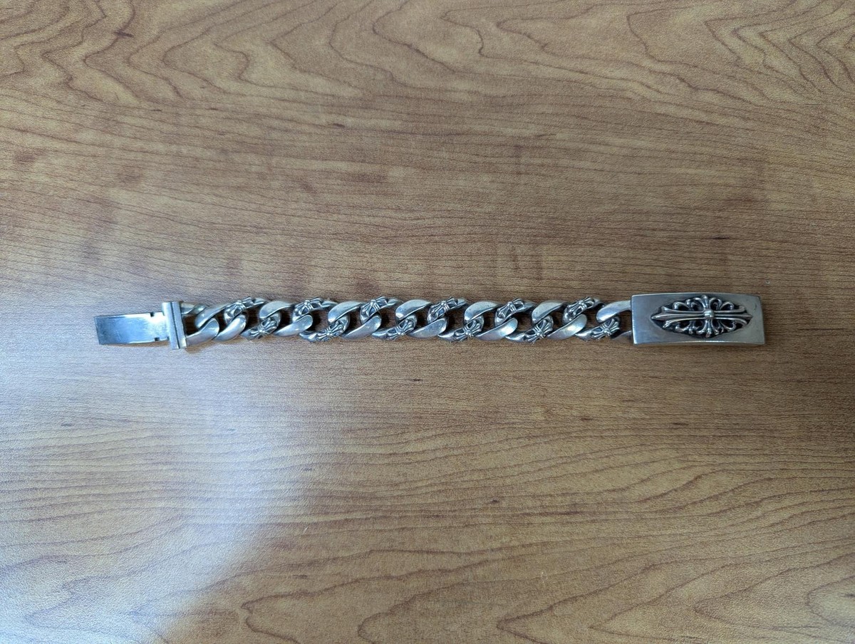 Chrome Hearts Fleur Cross Plate & Rings Bracelet in Silver | eBay