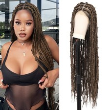 Lexqui 36" Knotless Butterfly Box Braid Wig Full Double Lace Front Light Brown