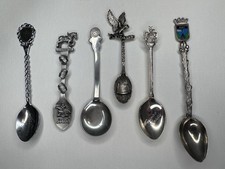 6 Assorted International Souvenir Spoons Busch Gardens Paris Air Force Academy 