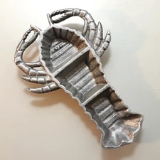 Tommy Bahama Lobster Shaped Serving Dish Tray Cast Aluminum 3 Section Holder