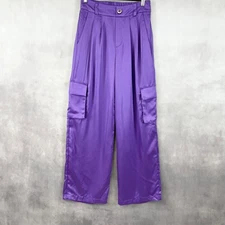 Tullea Womens Cargo Pants Medium Satin Wide Leg Minimal Streetwear Utility Y2K