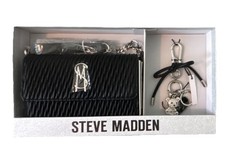 Steve Madden Black Shoulder Bag Charm Detachable Chain Strap Silver Hardware
