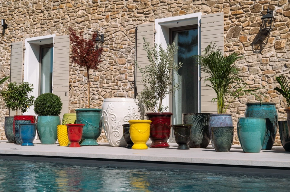 Pflanzkübel XXL Keramik Blumentopf Groß Übertopf frostfest glasierte planzgefäße - Bild 3 von 4