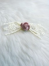 Hairbow Barrette Womens Pink Satin Rose Flower Lace Bow Hair Accessories Clip