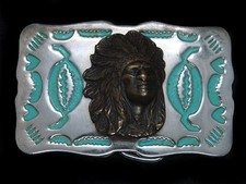 TG05120 VINTAGE 1970s INDIAN CHIEF SOUTHWESTERN DESIGN ART BELT BUCKLE