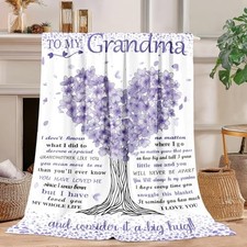 to My Grandma Blanket Birthday Gifts for Grandma from 60"x50" Purple