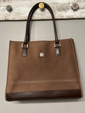 Diane Von Furstenberg Double Handle Suede Carry On Bag Tote Snap Brown Classic