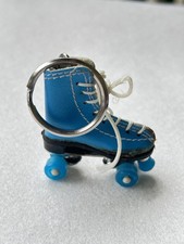 Vintage Style Blue Roller Skate Keychain Retro 80s Quad Skates Key Ring Charm