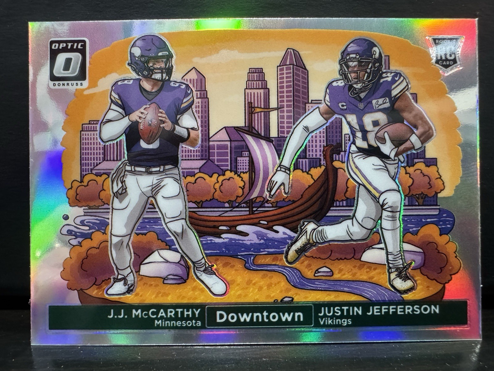 2024 Panini Donruss Optic - Downtown Duos Justin Jefferson, J.J. McCarthy #9 RC