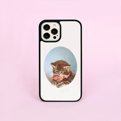 Vintage Katze in einer Schleife niedlich traurig Retro Kätzchen Handyhülle/Cover für iPhone