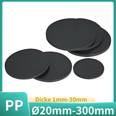 Rund PVC Platte Kunststoff Ronde Scheibe Platte Ø20mm-300mm Dicke 3-30mm Schwarz