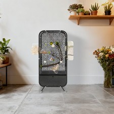 Wrought Iron Bird Cage, Indoor Parrot Cages, Bird Cage with Clear Door Black