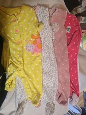 Baby Girl One Piece Footie Sleepers Pajamas Size 0-3 Months Bundle Lot of 4