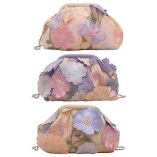Pochette floreale da donna con catena staccabile per fidanzamento,