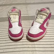 Nike Girls Pink White Low Top Sneakers US 3.5Y Lace Up Comfort Leather Upper