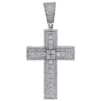 "10K WeißGold Runde Diamant AnhäNger Fancy Kreuz Miracle Set 0.68 Ct Charm 1.85\""
