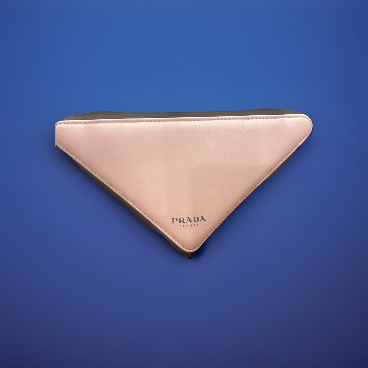 Prada Beauty Pink Triangle Cosmetic Bag Travel Case Zip Pouch