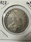 1827 capped bust half dollar 50c square base — photo 2