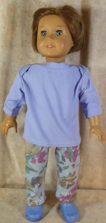 Doll Clothes Made 2 Fit Girl 18" inch White Pants Crop Top Blue Dots