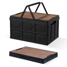 Collapsible Storage Bins Box with Lids and Handle, 30L Portable Plastic Stora...