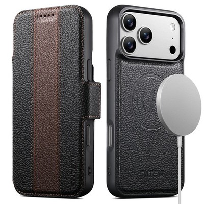 For iPhone 17 Pro Max Air 16 15 14 13 Slim Magnetic Flip Stand PU Leather Case